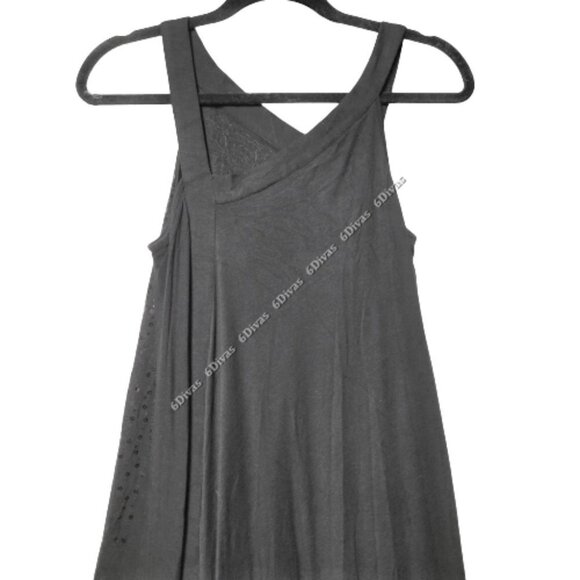 BLACK flowing asymmetrical tunic sequin dress - size S size M - Picture 5 of 16